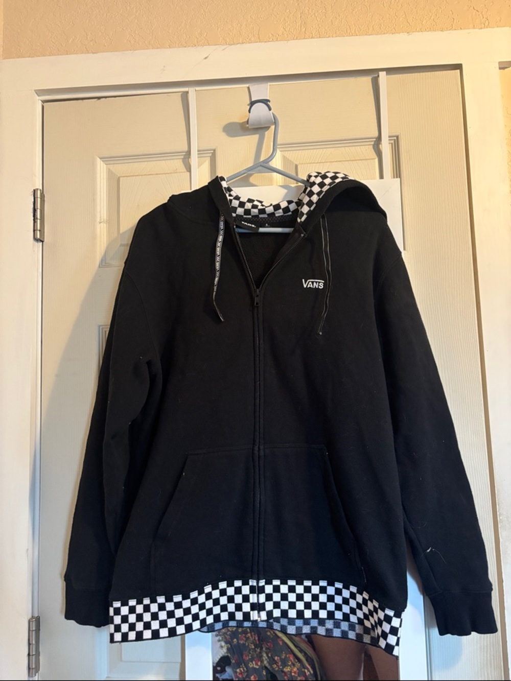 Vans Black Hoodie with Checkerboard Trim